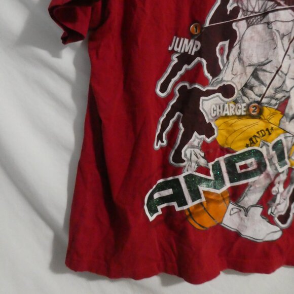 AND1 Logic | XL - extra large 18/20 kids | Red Graphic Basketball Tee - T-Shirt - Picture 12 of 15